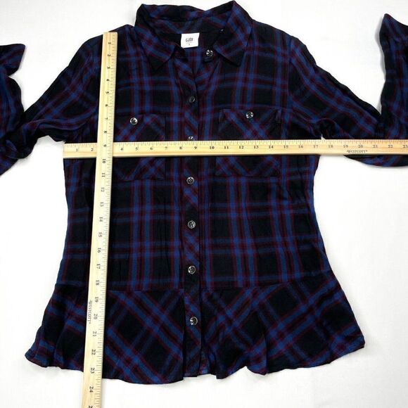 Cabi Moody Checkered Plaid Peplum Blouse Top - Picture 7 of 8